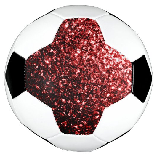 Donkerrode faux glitter sparkles bling voetbal (Gedraaid)