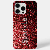 Donkerrode faux glitters sprankelt Jouw tekst Case-Mate iPhone Case (Achterkant)
