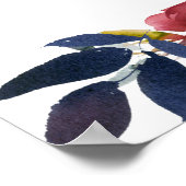 Donkerrode flora 7-tabel weduwenkaart poster (Hoek)