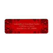 Donkerrode Floral Gothic Return Address Labels (Voorkant)