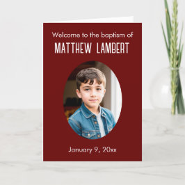 Donkerrode foto voorkant Polka-Dot gevouwen doop Programma