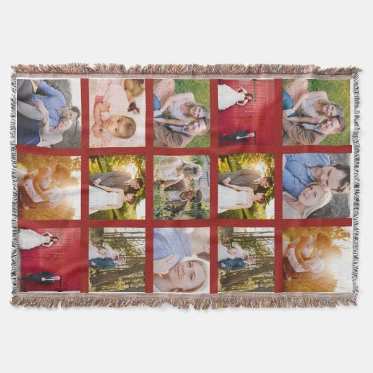 Donkerrode fotocollage deken (Voorkant)