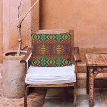 Donkerrode gele turquoise Geometric Pattern Cool