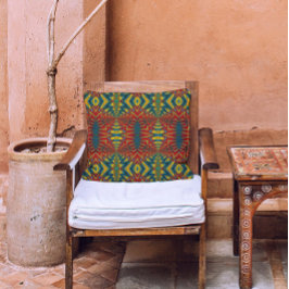 Donkerrode gele turquoise Geometric Pattern Cool Buitenkussen