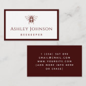 Donkerrode getrokken imker Honingraat Elegant Visitekaartje (Voorkant / Achterkant)