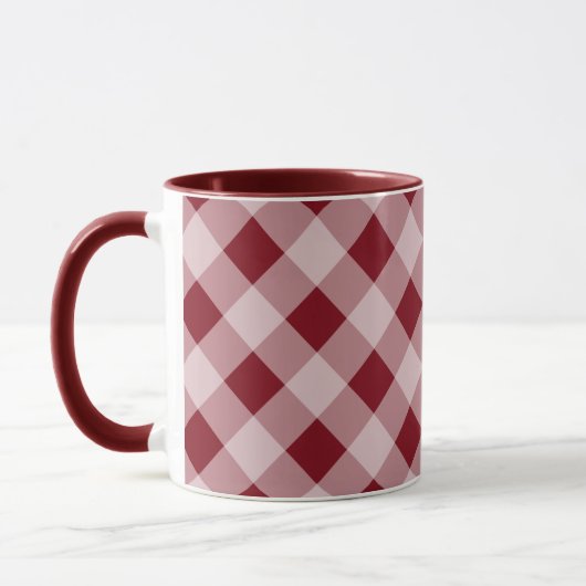 Donkerrode Gingham Mok (Links)