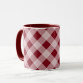 Donkerrode Gingham Mok (Voorkant links)