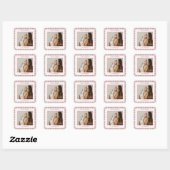 Donkerrode Gingham Plaid Aangepaste Foto Groet Vierkante Sticker (Vel)