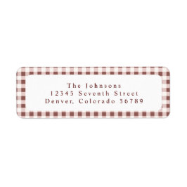 Donkerrode Gingham Plaid Op Maat Etiket