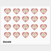 Donkerrode Gingham Valentijn Jam Pot Stickerlabels Hart Sticker (Vel)