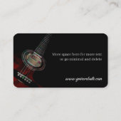 Donkerrode gitaar op zwart Visitekaartje (Achterkant)