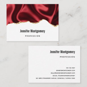 Donkerrode Glam Golvende Satijn Abstracte Ontwerp Visitekaartje