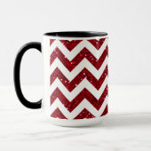 Donkerrode Glitter Chevron Patroon Mok (Links)