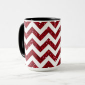 Donkerrode Glitter Chevron Patroon Mok (Voorkant links)