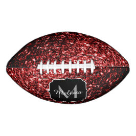 Donkerrode glitter sparkle bling Monogram naam American Football