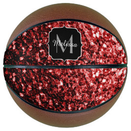 Donkerrode glitter sparkle bling Monogram naam Basketbal