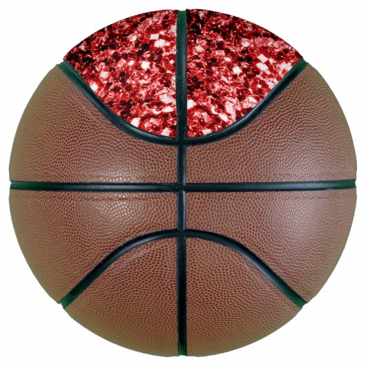 Donkerrode glitter sparkle bling Monogram naam Basketbal (Rechts)