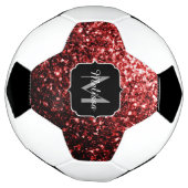 Donkerrode glitter sparkle bling Monogram naam Voetbal (Gedraaid)