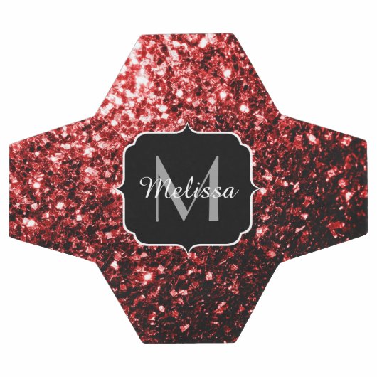 Donkerrode glitter sparkle bling Monogram naam Voetbal (Enkel)