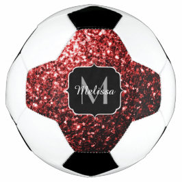 Donkerrode glitter sparkle bling Monogram naam Voetbal