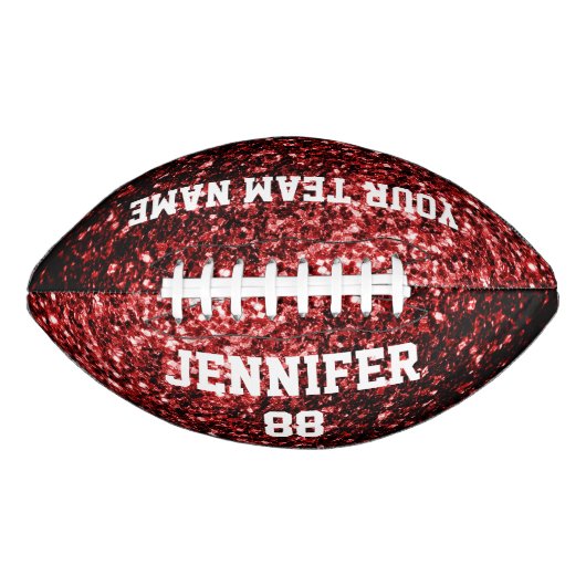 Donkerrode glitter sprankelt bling Jouw naam Team American Football (Voorkant)