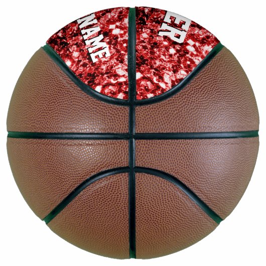 Donkerrode glitter sprankelt bling Jouw naam Team Basketbal (Rechts)