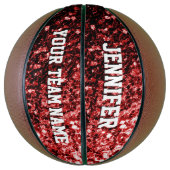 Donkerrode glitter sprankelt bling Jouw naam Team Basketbal (Verticaal)