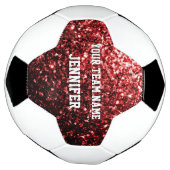 Donkerrode glitter sprankelt bling Jouw naam Team Voetbal (Gedraaid)