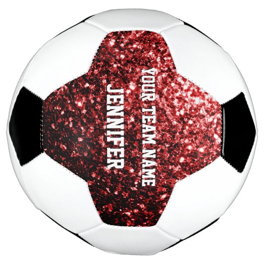 Donkerrode glitter sprankelt bling Jouw naam Team Voetbal (Gedraaid)