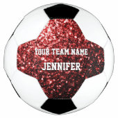Donkerrode glitter sprankelt bling Jouw naam Team Voetbal (Voorkant)