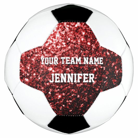 Donkerrode glitter sprankelt bling Jouw naam Team Voetbal (Voorkant)