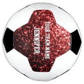 Donkerrode glitters glanzen bling Jouw naam Team Voetbal (Gedraaid)