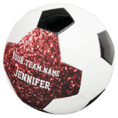 Donkerrode glitters glanzen bling Jouw naam Team Voetbal (Drie kwart)
