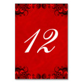 Donkerrode Gothic Bloemen Receptie Tafel Aantal Ka Kaart (Achterkant)