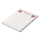 Donkerrode gothische harten rondgewreven in Botten Notitieblok (Linkerzijde)