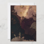 Donkerrode gotische boho bloemige bruiloft kaart (Achterkant)