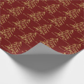 Donkerrode gouden bomen en vrolijk kerstpapier cadeaupapier (Hoek)