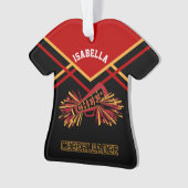 Donkerrode, gouden en zwarte Cheerleader Ornament (voorkant)