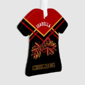 Donkerrode, gouden en zwarte Cheerleader Ornament (voorkant)