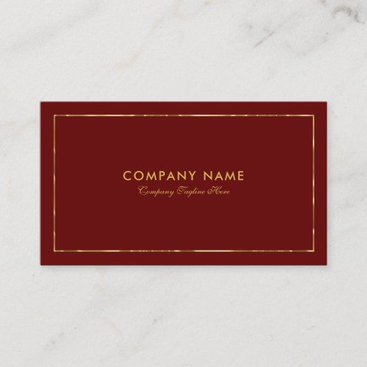 Donkerrode gouden rand en typografie visitekaartje (Voorkant)