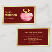 Donkerrode goudflesje roze parfumeflesje visitekaartje (Voorkant / Achterkant)