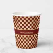 Donkerrode goudpapierbekertje papieren bekers (Achterkant)