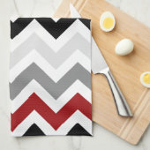 Donkerrode grijze zwarte Tsjetsjeen keukenhanddoek (Quarter Fold)