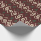 DONKERRODE & GROENE DIAMANTEN KERSTPATRONEN CADEAUPAPIER (Hoek)
