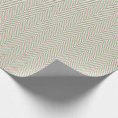 Donkerrode, groene en witte Chevron Line Cadeaupapier (Hoek)
