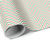 Donkerrode, groene en witte Chevron Line Cadeaupapier (Rol Hoek)
