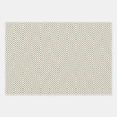 Donkerrode, groene en witte Chevron Line Inpakpapier Vel (Voorkant 3)