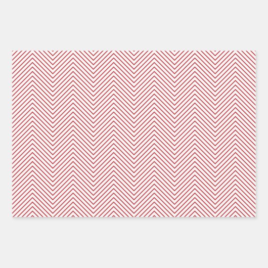 Donkerrode, groene en witte Chevron Line Inpakpapier Vel (Voorkant)