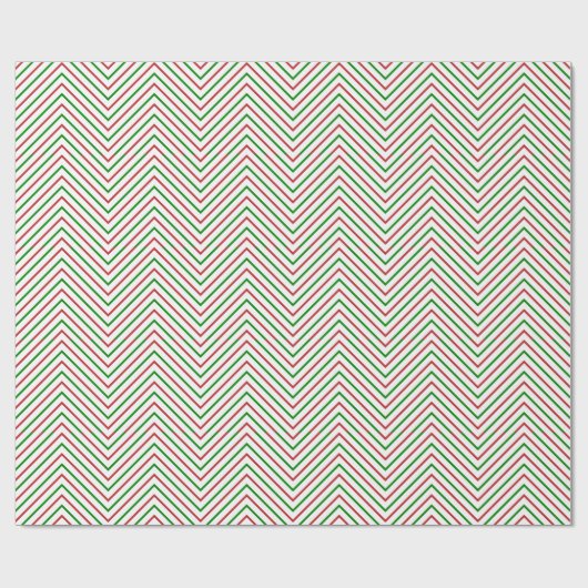 Donkerrode, groene en witte Chevron Line |XL| Cadeaupapier (Vlak)