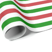 Donkerrode, groene en witte strepen cadeaupapier (Rol Hoek)